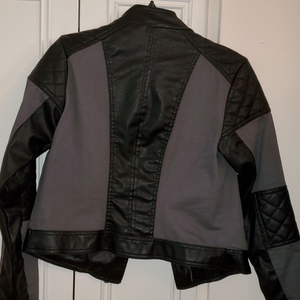 Black and Gray Biker Jacket